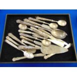 A collection of silver handled cutlery,