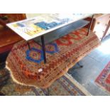 A Red and Blue Indian Silk prayer rug