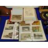 Two postcard albums, ephemera etc.