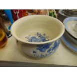 A Crown Devon blue and white chamber pot