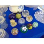 A qty of glass paperweights