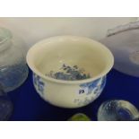 A Crown Devon blue and white chamber pot