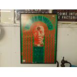 A framed and glazed oriental vintage Hawkwind concert poster,