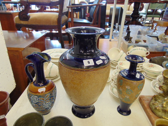 Three Royal Doulton vases, one a.