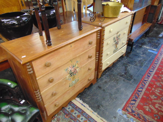 A pair of decorative Victorian four draw chests - Image 2 of 2