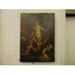 An early unframed oil on canvas, classical scene, a.