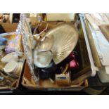 A qty of metalware, trays etc.