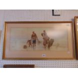 A framed watercolour, Cockle pickers,