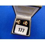 A pair of 22ct yellow gold Diamond and enamel earrings, 0.