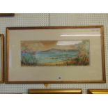 A framed watercolour seascape
