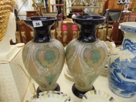 A pair of Royal Doulton Lambeth vases,