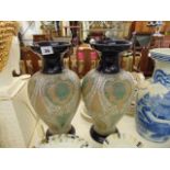 A pair of Royal Doulton Lambeth vases,