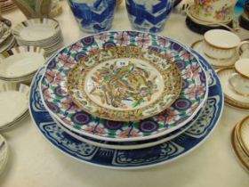 Three large good quality plates, and early oriental small plate a.