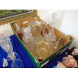 A qty of crystal decanters and other glass