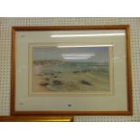 A framed watercolour seascape,