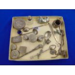 A qty of assorted Silver items inc. pill boxes, scent bottle etc.