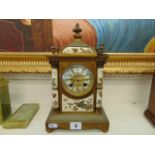 A ceramic and brass French mantle clock, a.