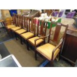 A set of six Mahogany inlaid dining chairs