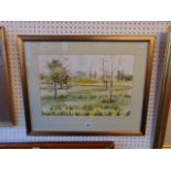 A framed watercolour landscape