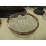 A Silver rimmed cut glass fruit bowl