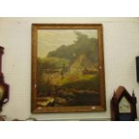A framed oil on canvas cottage scene