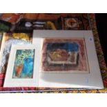 A pair of unframed Monotype pics