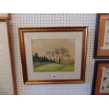 A framed watercolour, landscapes, Bohemian,