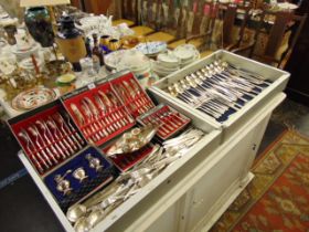 A qty of assorted flatware and silver plate