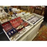 A qty of assorted flatware and silver plate