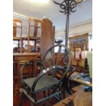 A Bentwood hatstand and a rattan chair