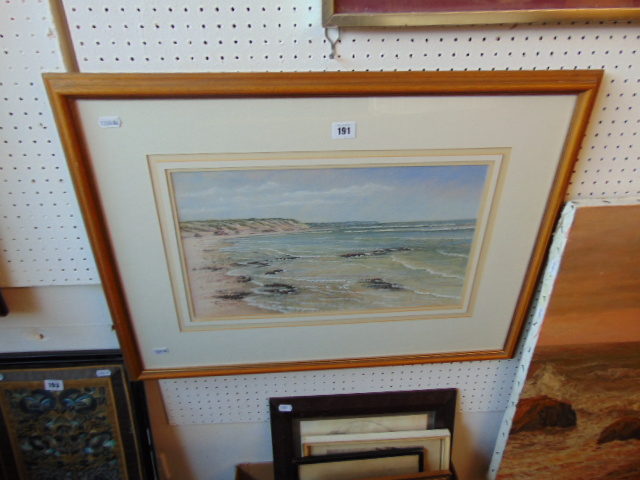 A framed watercolour seascape,