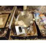 A qty of metalware, trays etc.