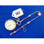 A Silver fob watch and chain,