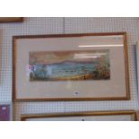 A framed watercolour seascape