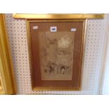 A framed painting,