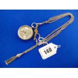 A Silver fob watch and chain