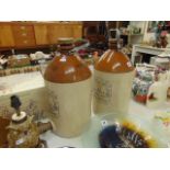 Two Royal Doulton Ginger bay flagon's, with taps from Dove and Pett,
