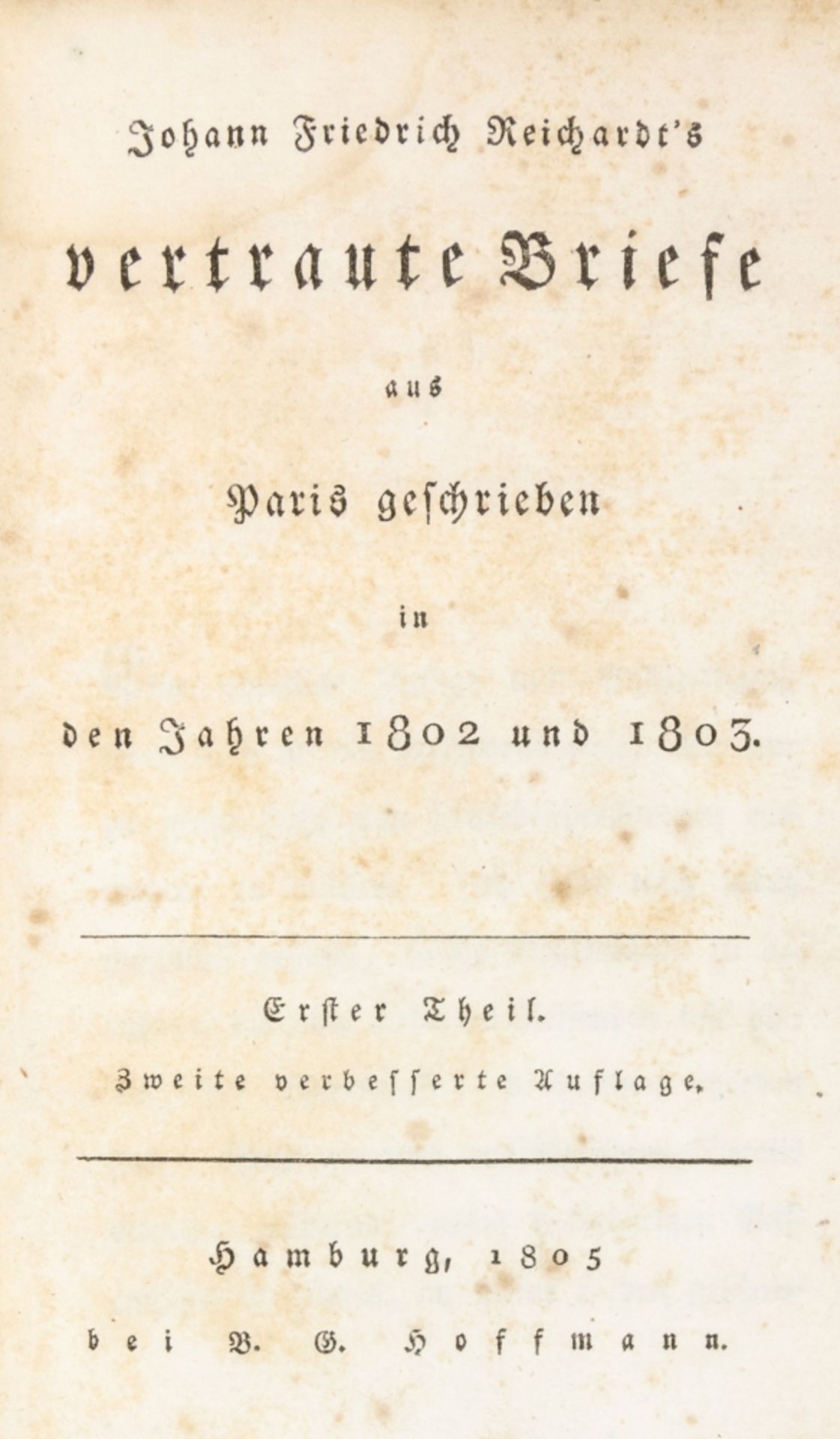 Reichardt, Johann Friedrich. Vertraute