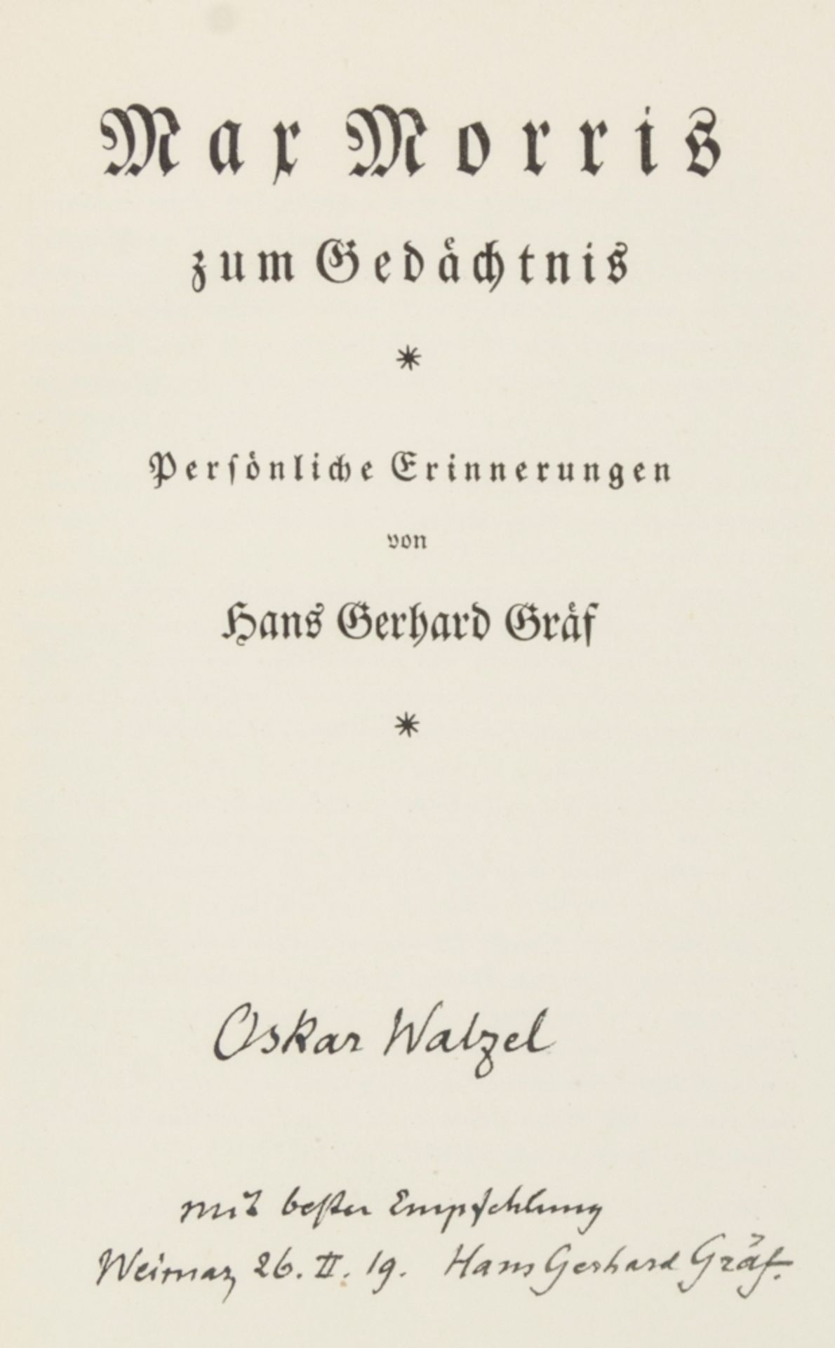 Insel Verlag - - Gräf, Hans Gerhard.