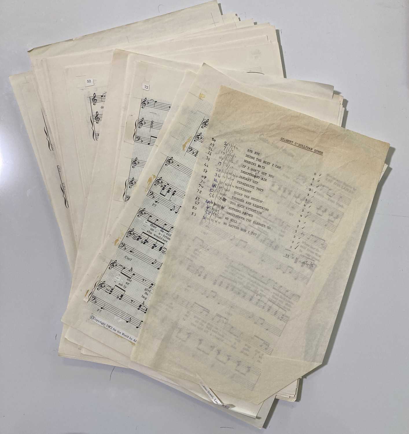 GILBERT O'SULLIVAN - PRODUCTION MATERIALS FOR SONGBOOKS. - Image 4 of 7