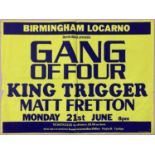 GANG OF FOUR ORIGINAL C 1980S CONCERT POSTER.