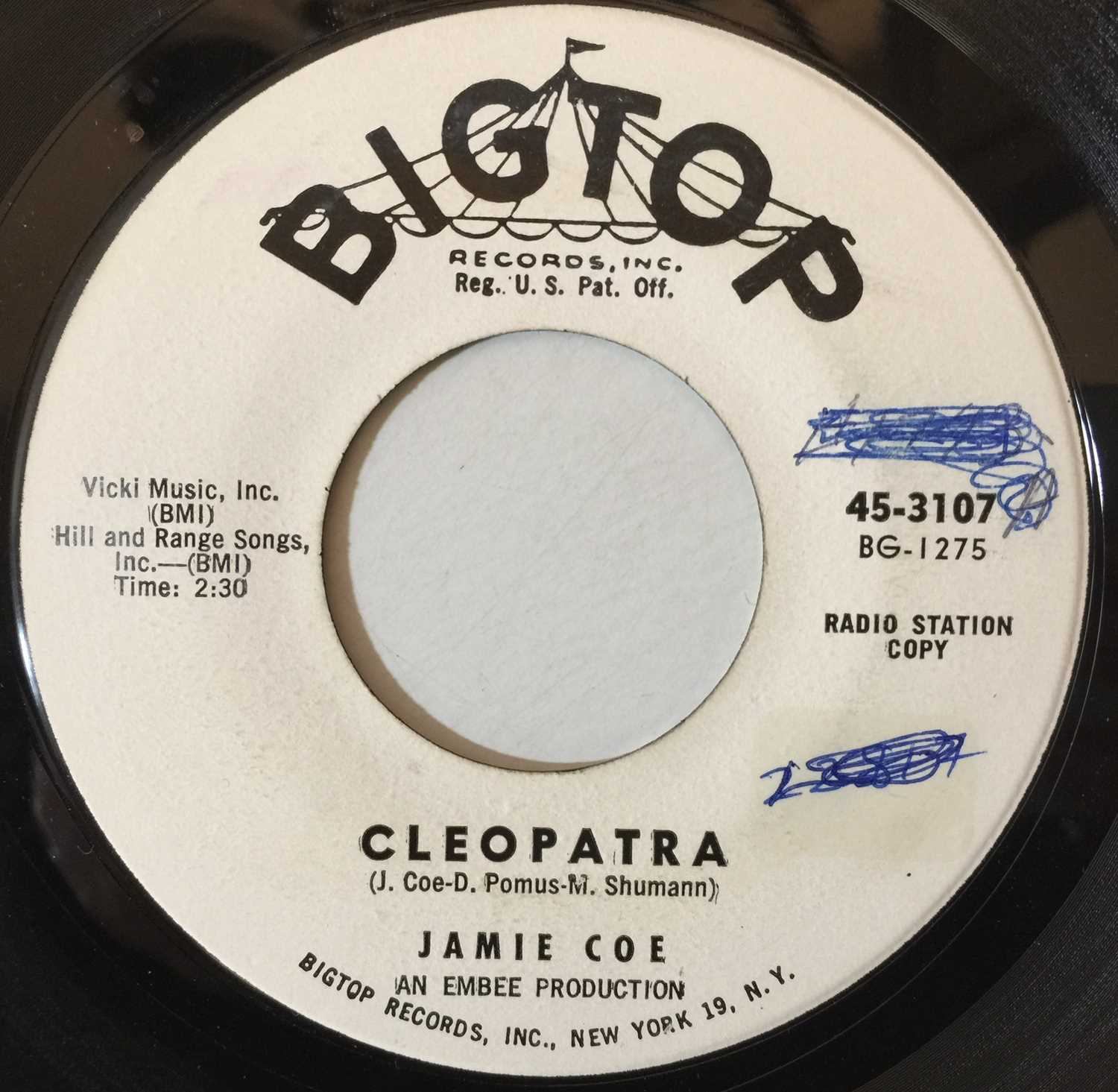 JAMIE COE - CLEOPATRA/ BUT YESTERDAY 7" (45-3107) - Image 2 of 3