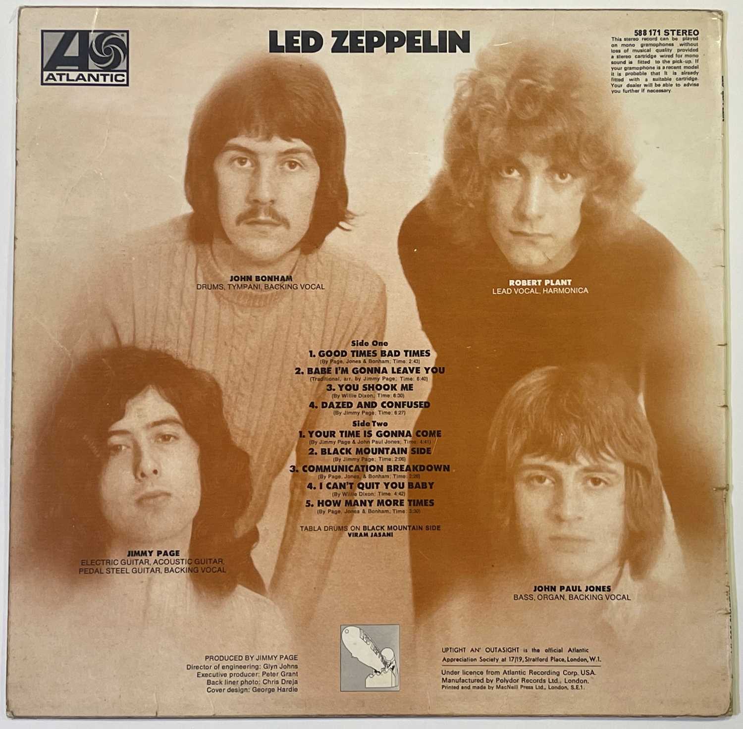 LED ZEPPELIN - LED ZEPPELIN 'I' LP (ORIGINAL UK 'TURQUOISE' LETTERING/SUPERHYPE COPY - ATLANTIC 5881 - Image 3 of 3