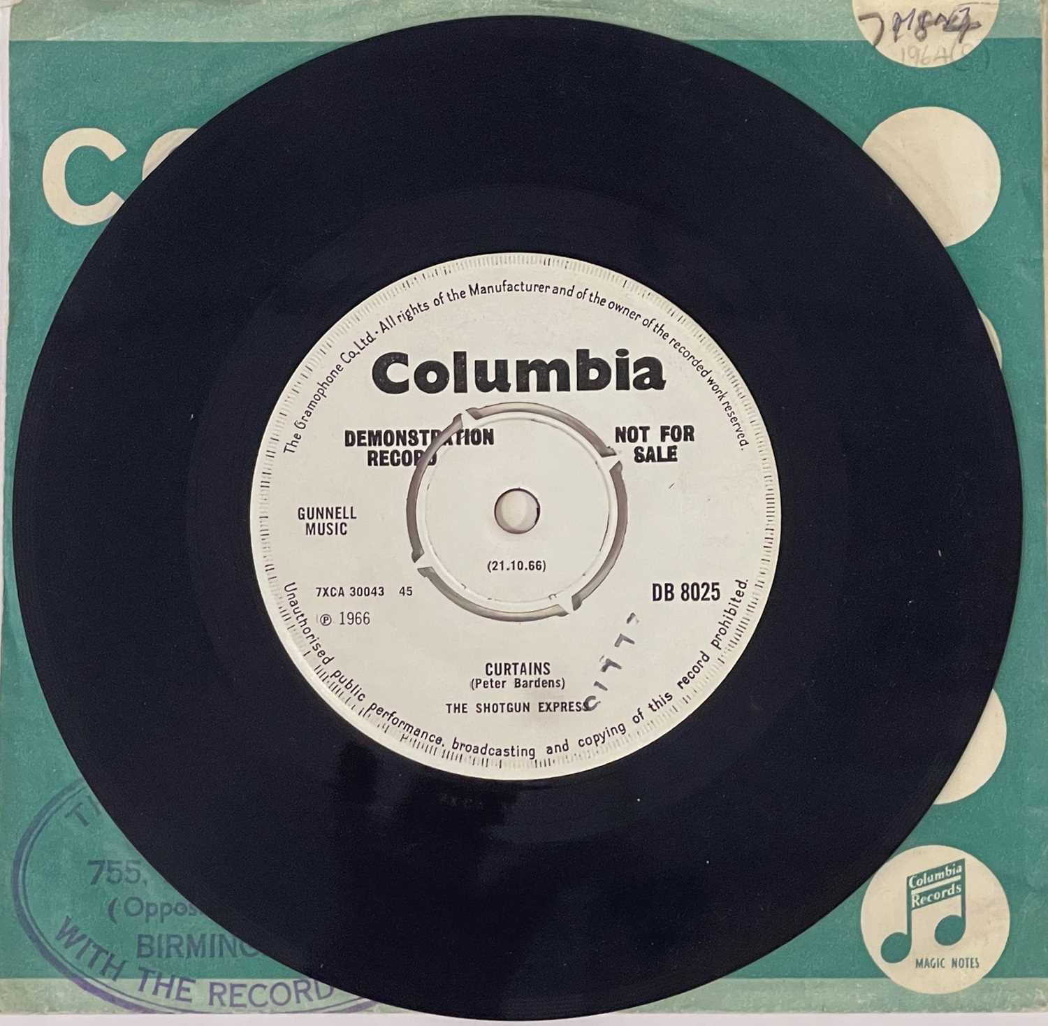 THE SHOTGUN EXPRESS - I COULD FEEL THE WHOLE WORLD TURN ROUND 7" (ORIGINAL UK DEMO - COLUMBIA DB 802 - Image 2 of 2