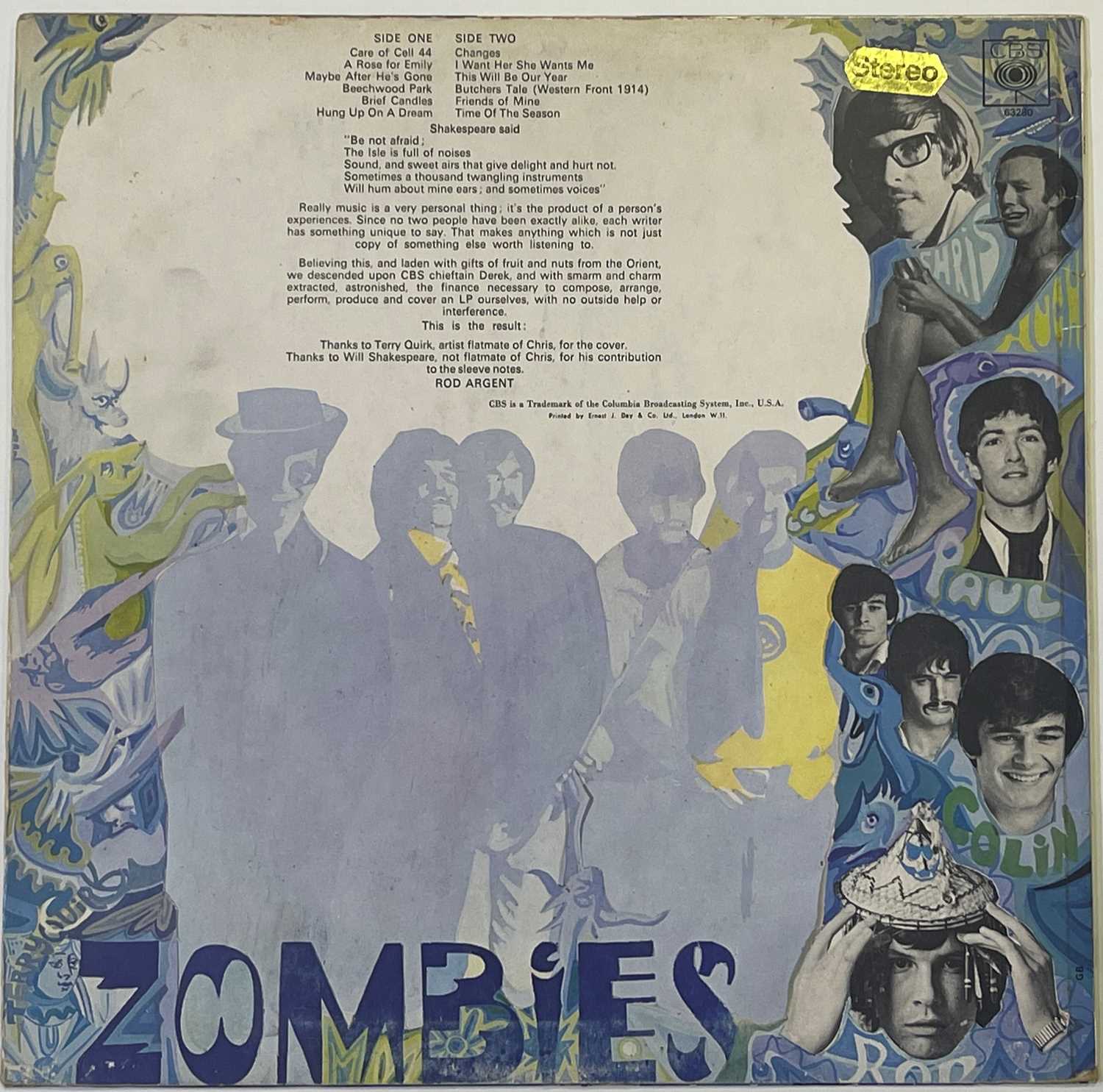 THE ZOMBIES - ODESSY AND ORACLE LP (ORIGINAL UK STEREO COPY - CBS S 63280) - Image 3 of 3