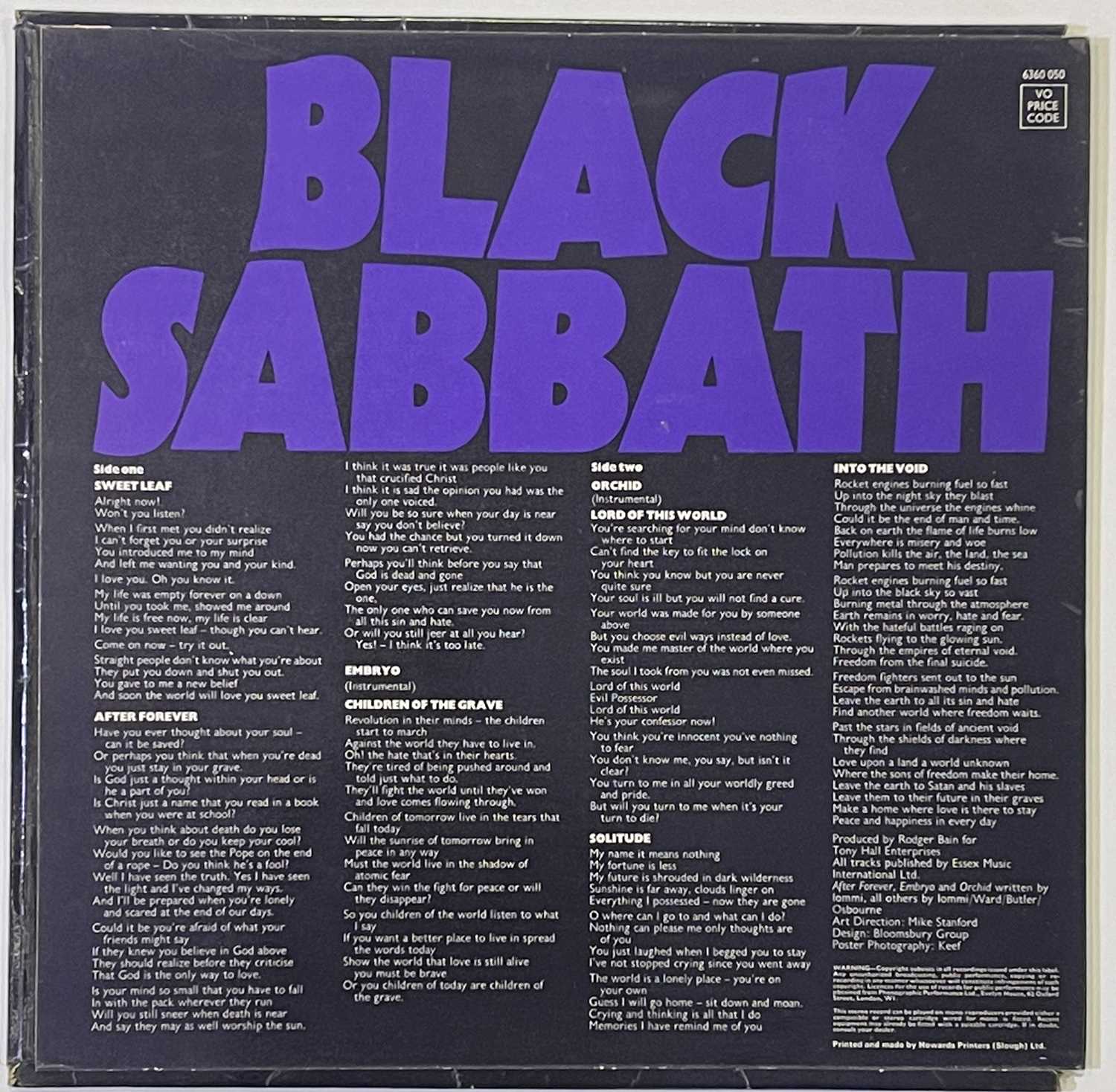 BLACK SABBATH - MASTER OF REALITY LP (COMPLETE ORIGINAL UK COPY (WITH POSTER) - VERTIGO 6360 050) - Image 4 of 4