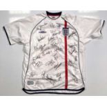 A SIGNED ENGLAND LEGENDS FOOTBALL SHIRT.