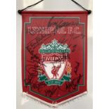 LIVERPOOL FC - A SIGNED PENNANT WITH LEGENDARY PLAYERS.
