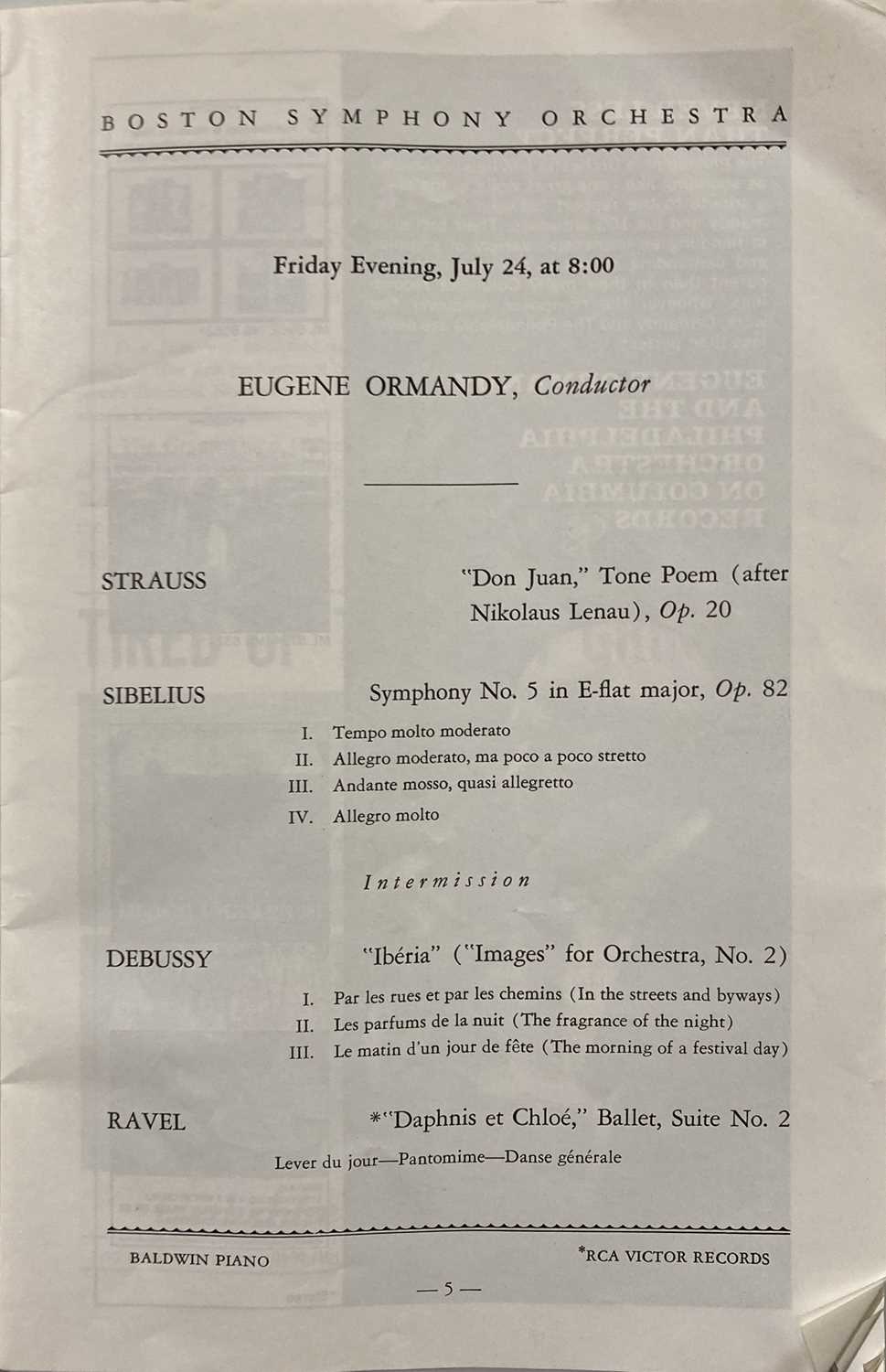 CLASSICAL MUSIC - INTERNATIONAL ORCHESTRAS - CONCERT PROGRAMMES / POSTERS - Image 10 of 15