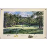 GOLF MEMORABILIA - LIMITED EDITION AUGUSTA PRINT SIGNED BY 17.
